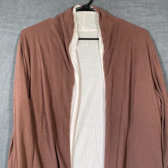 Soft Surroundings Open Front Cardigan Drape Layered Brown & White Womens size S - Picture 3 of 9
